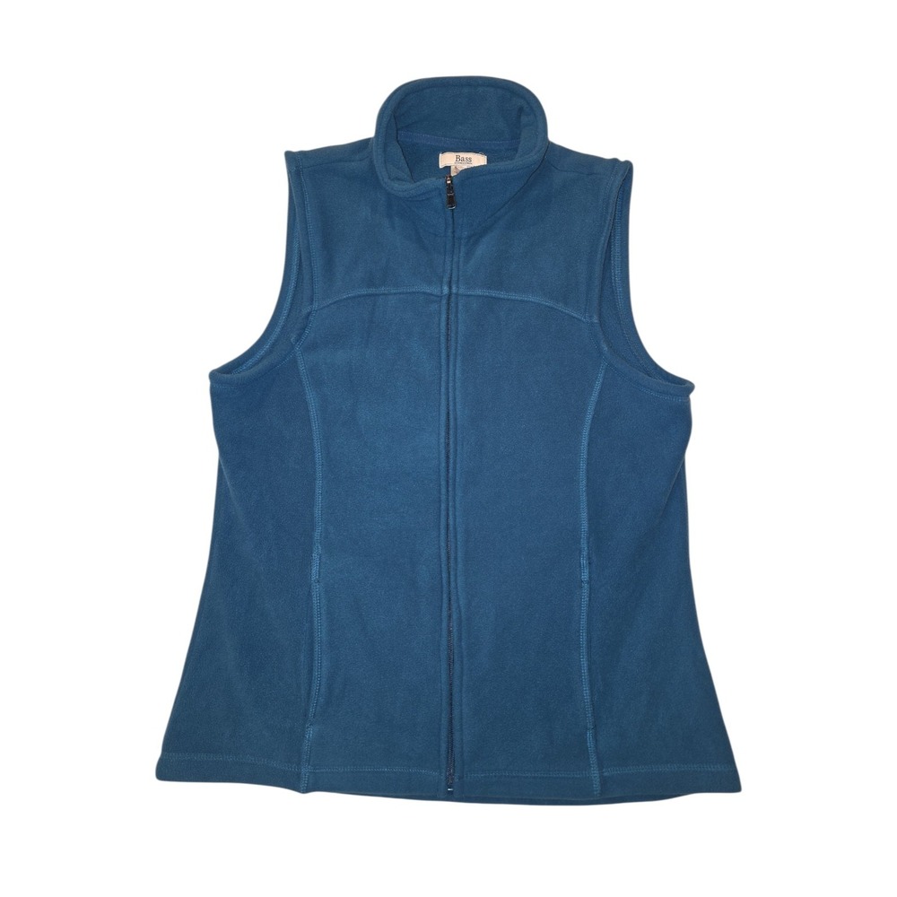 G.H. Bass Women's Fleece Vest Large Full Zip Teal Blue Lightweight